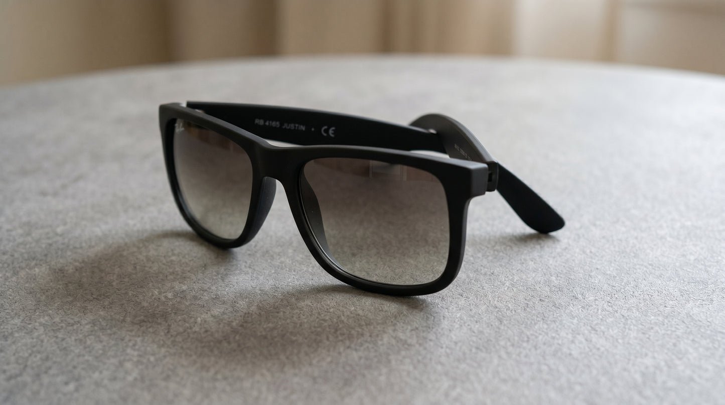 Ray-Ban RB4165 Justin Classic Square Sunglasses – Black, Grey & Brown