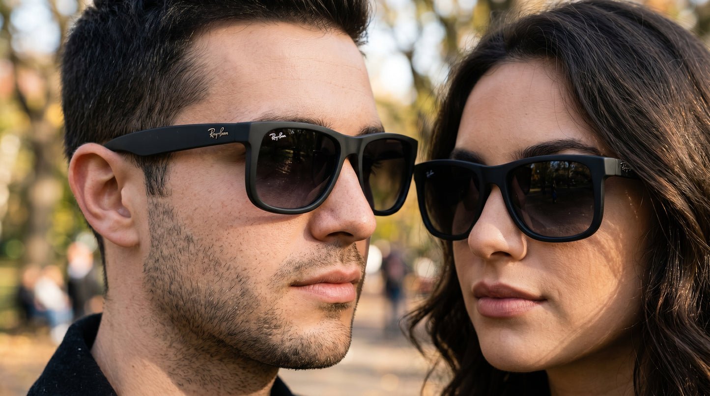 Ray-Ban RB4165 Justin Classic Square Sunglasses – Black, Grey & Brown
